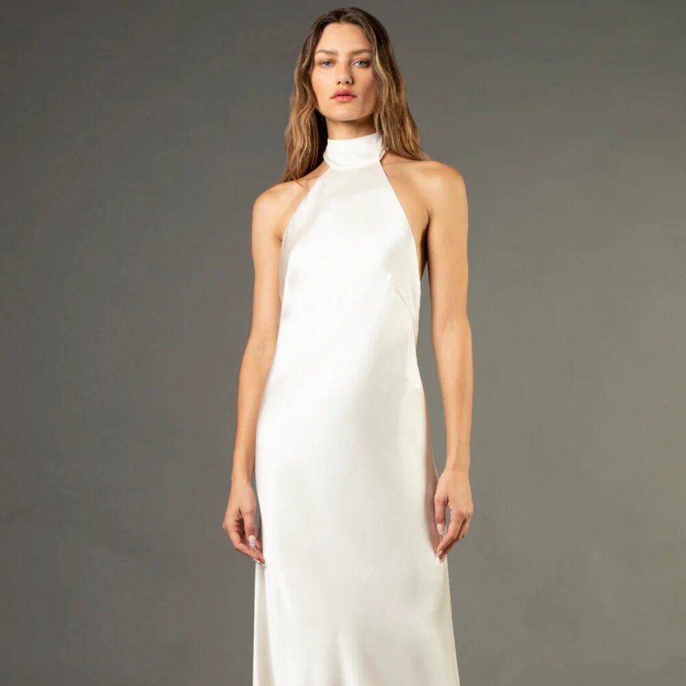 Designer silk wedding gown